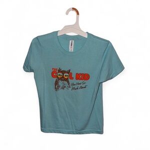 Hooters Tultex Light Teal Graphic Tee with Orange Text